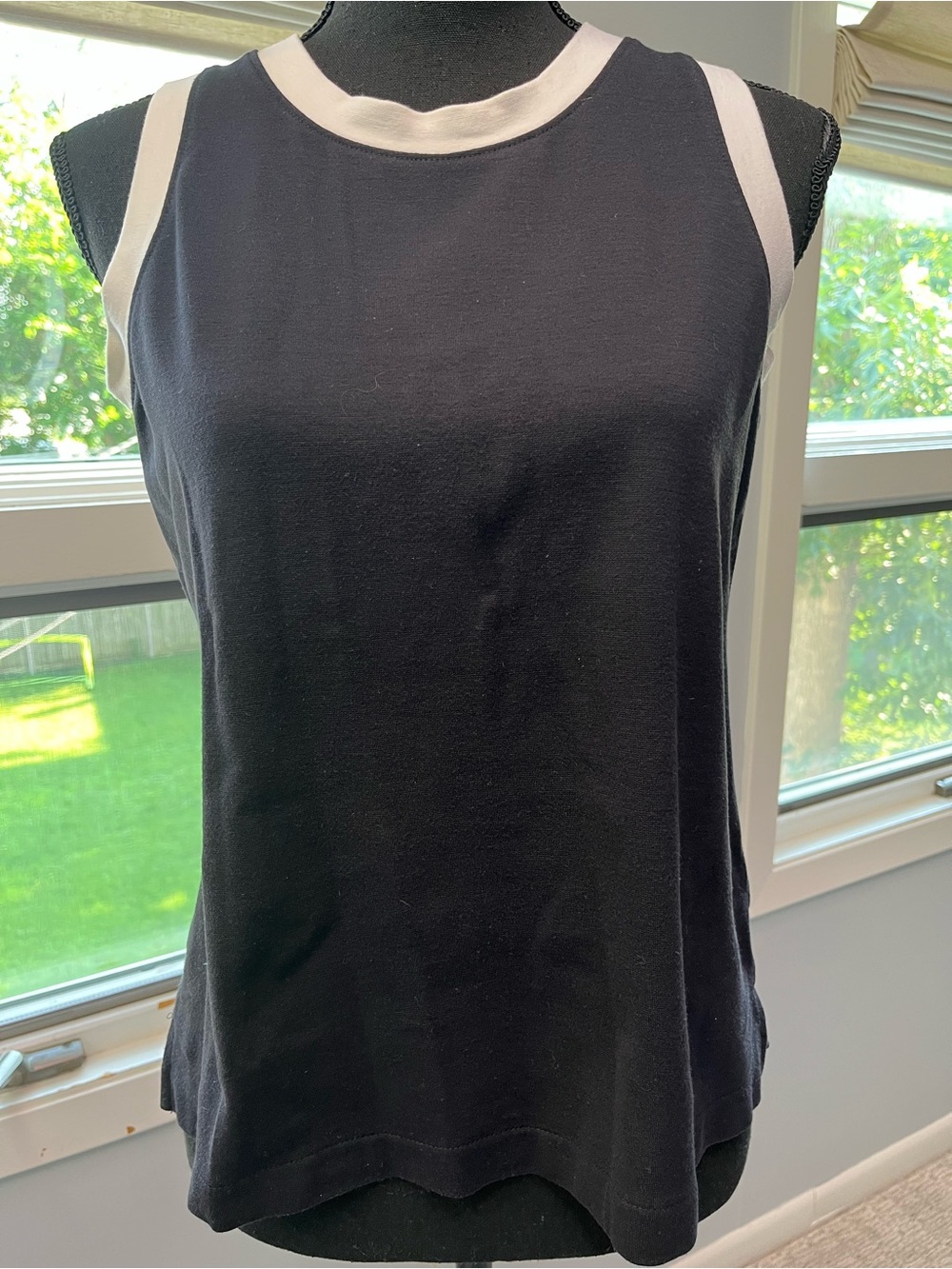 Belyn Key Black Tank Top with White Trim